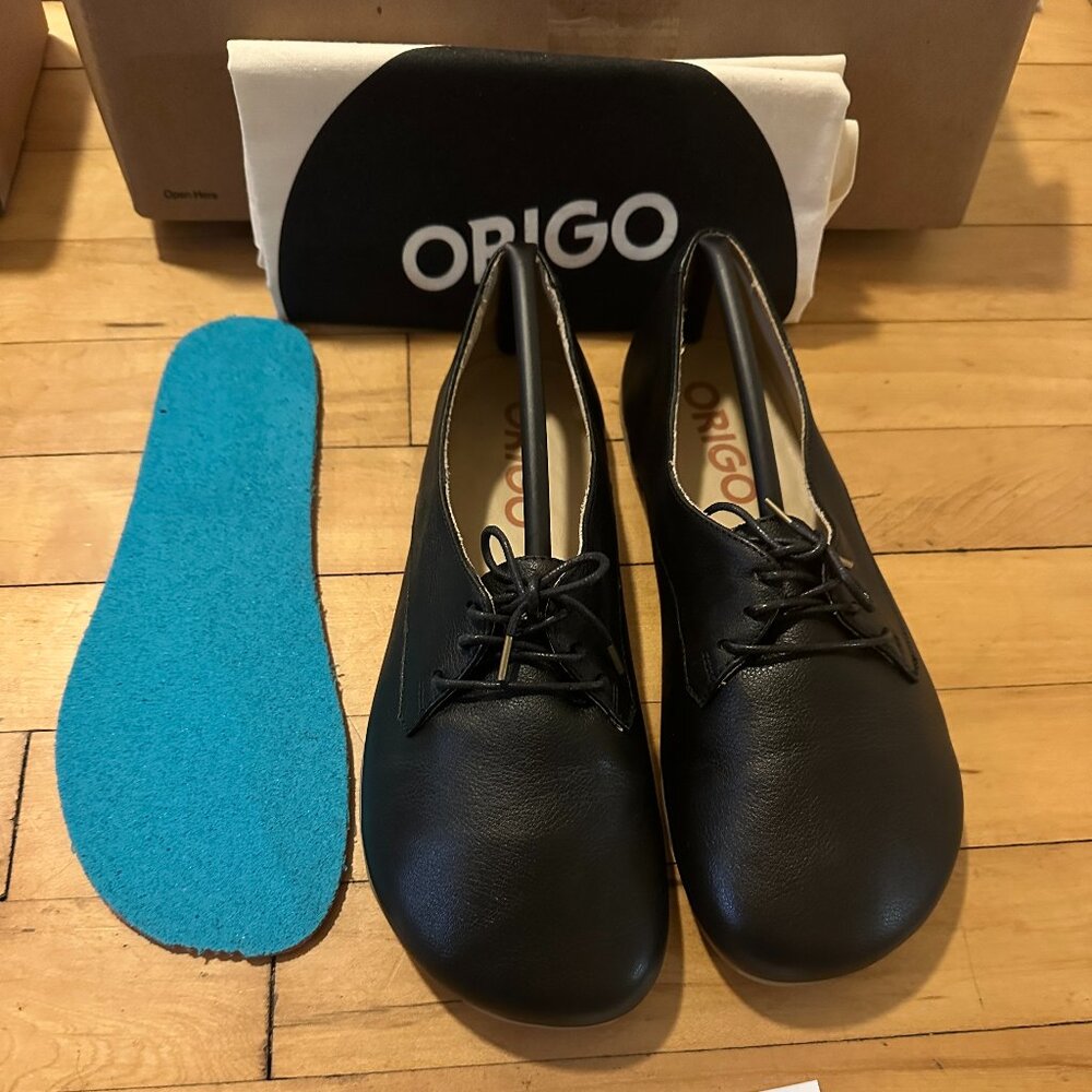 Origo Derby Oxfords Barefoot Minimalist Shoes size 9 in black